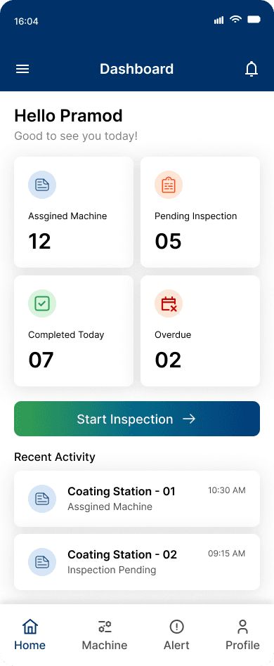 Umicore - Industrial Machine Inspection & Maintenance App